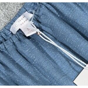 NEW Lauren Conrad Small Blue Rayon Blouse U Neck Long Sleeve‎ Cinched Waist